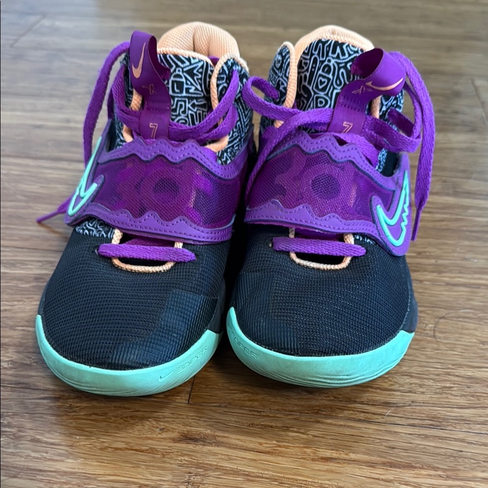 Nike Athletic Shoes Black and Purple with Velcro Straps